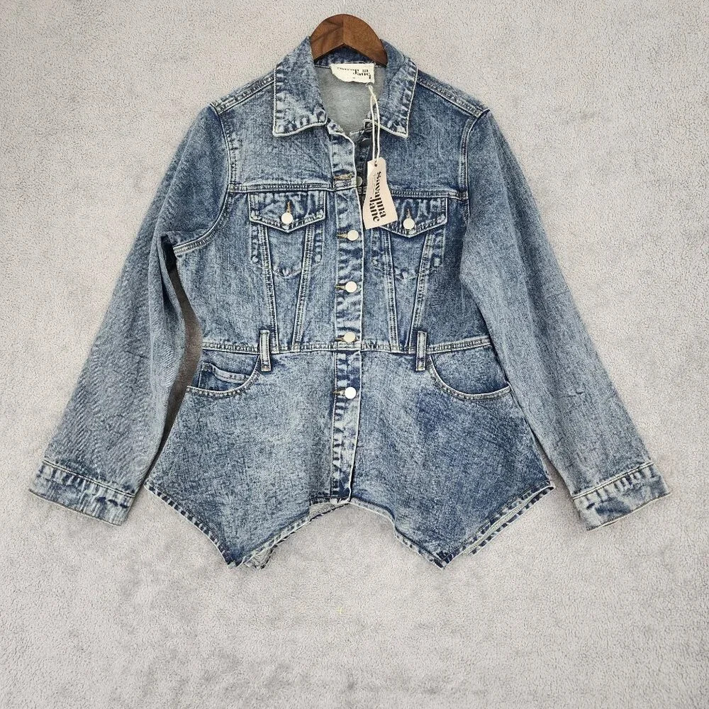 NWT Savanna Jane Anthropologie  Women's M Jean Jacket Asymmetrical  30GT